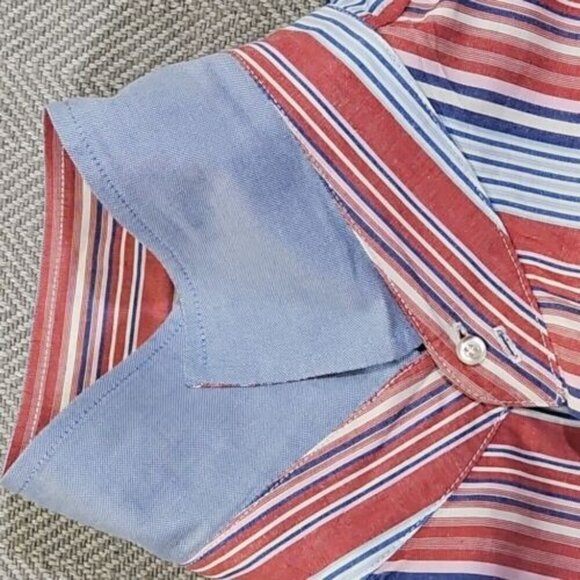 Lacoste🐊Long Sleeve Shirt Size XXL (54" Chest) Vertical Stripes 100% Cotton Y2K - Picture 12 of 13